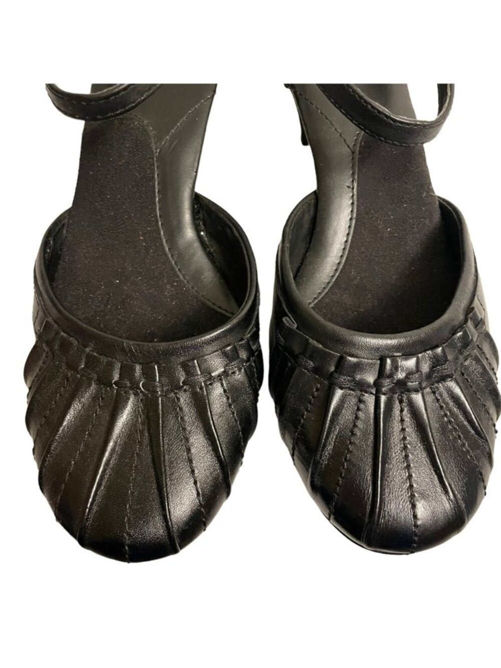 Strictly Comfort Black Mary Jane Leather Heels Ankle Strap Size 8.5 Left 9 Right - Picture 8 of 15